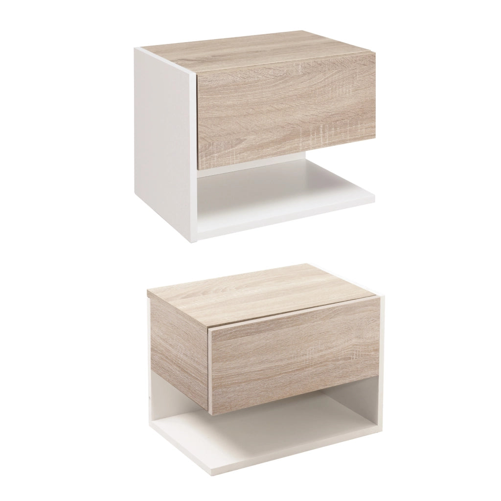 Comodini sospesi ¨C Minimal ¨C Bianco e rovere chiaro
