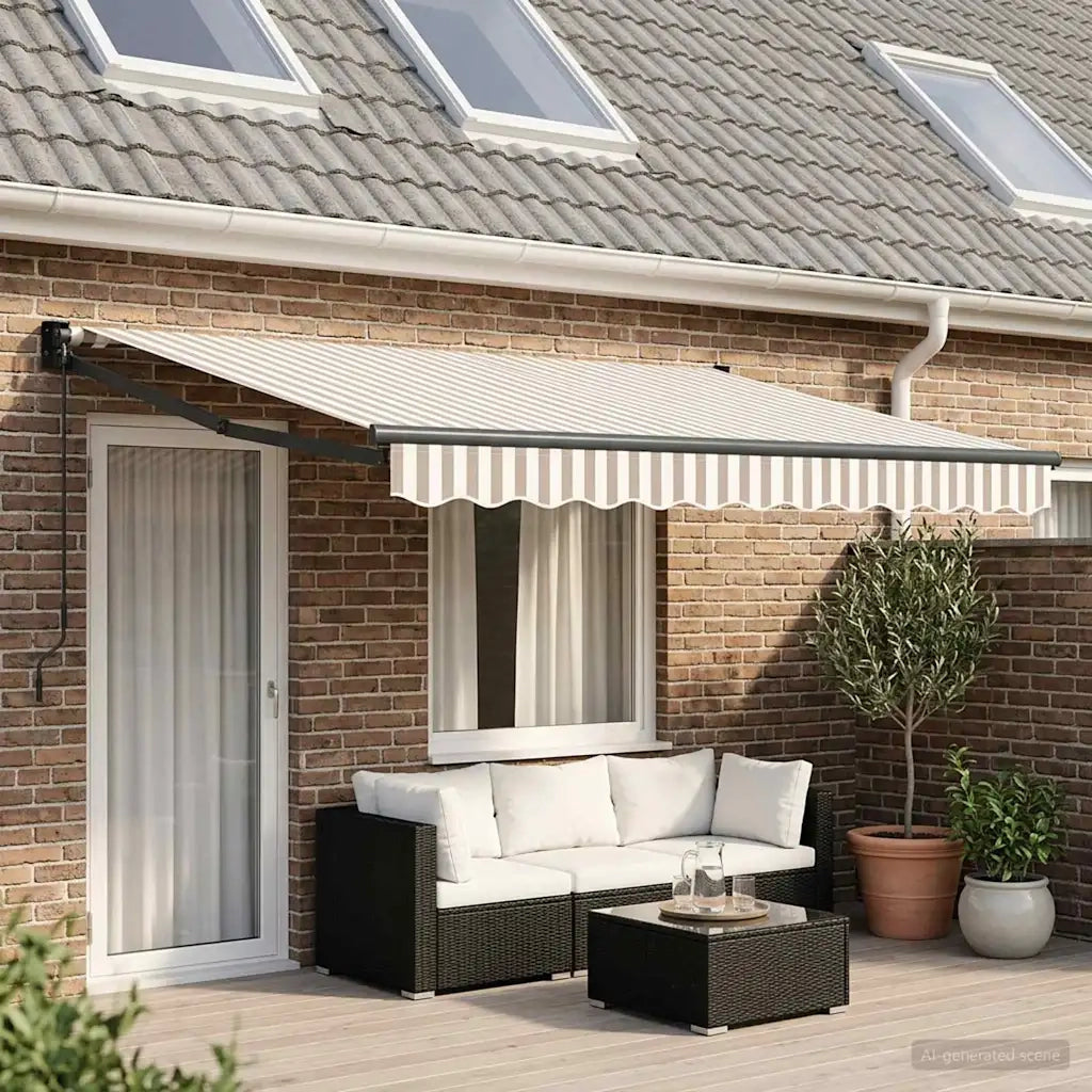 Tenda retrattile Grigio chiaro e bianco 4,5 × 3 m 3426201