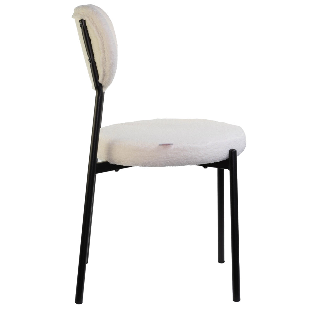 Marvin Sedia Chicago Teddy con Struttura in Metallo Nero Seduta Imbottita in Morbido Cotone Bouc X1 CHICAGO TEDDY BIANCO