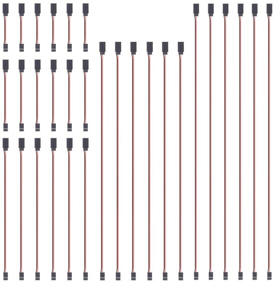 Cavi di servomeccanismo 30 pezzi - 3-punte cavo di estensione - 22 AWG 60 fibre - stile Futaba/JR - comando a distanza per modelli aerei - 5 dimensioni - cavo di estensione per servomeccanismo