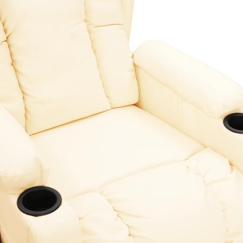 Poltrona Massaggiante | Sedia Relax Crema in Similpelle