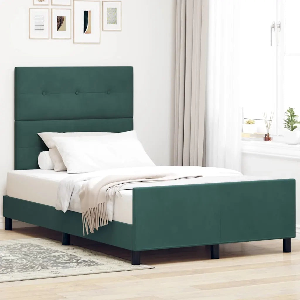 Letto a molle con testiera Verde Scuro 120 x 200 cm Velluto 3344936