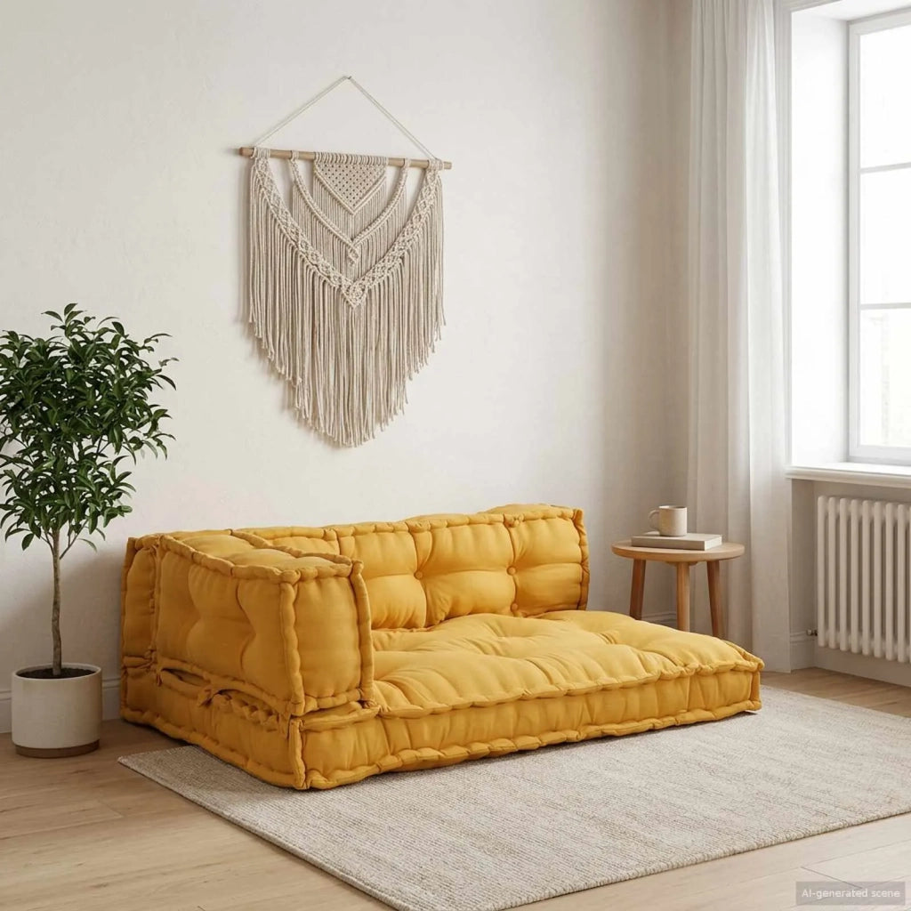 Cuscino per Divano Pallet 3 pcs Giallo 120 x 80 x 38 cm Tessuto 4019092