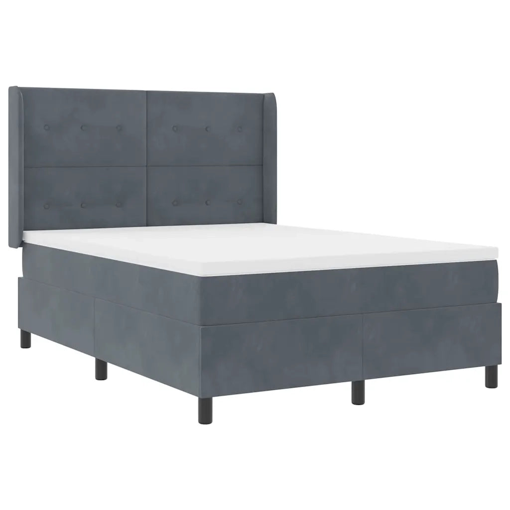 Letto a molle con testiera Grigio scuro 160 x 200 cm Velluto