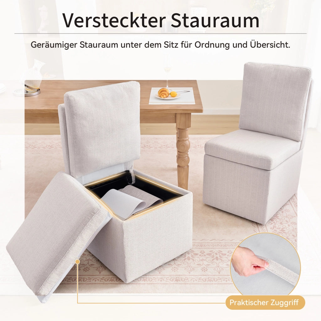 Sgabello Contenitore Imbottito ¨C MINIMAL ¨C Grigio-Beige