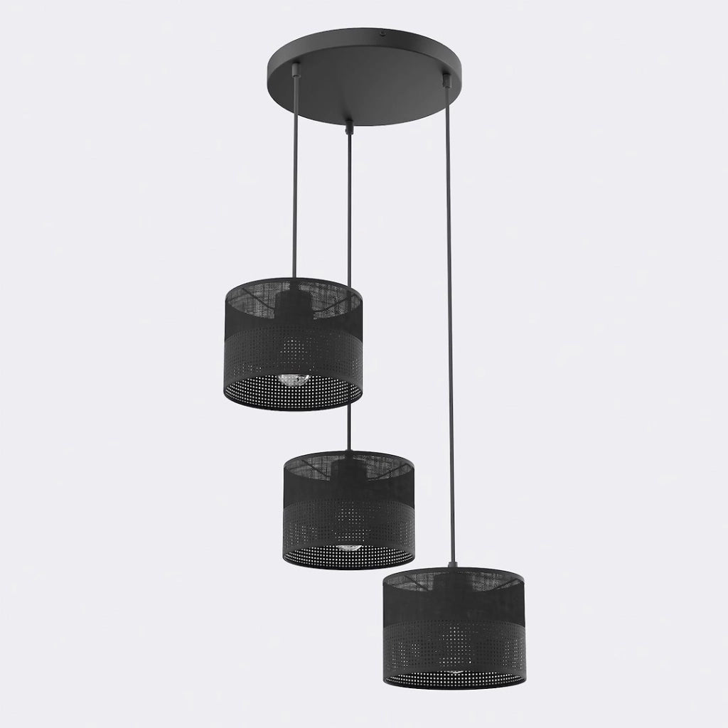 Lampada a sospensione KARBON nera 3xE27 metallo Emibig