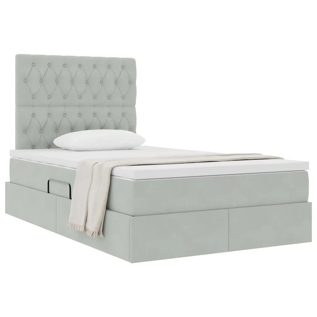Letto con contenitore e materasso Grigio chiaro 120 x 200 cm 3372081