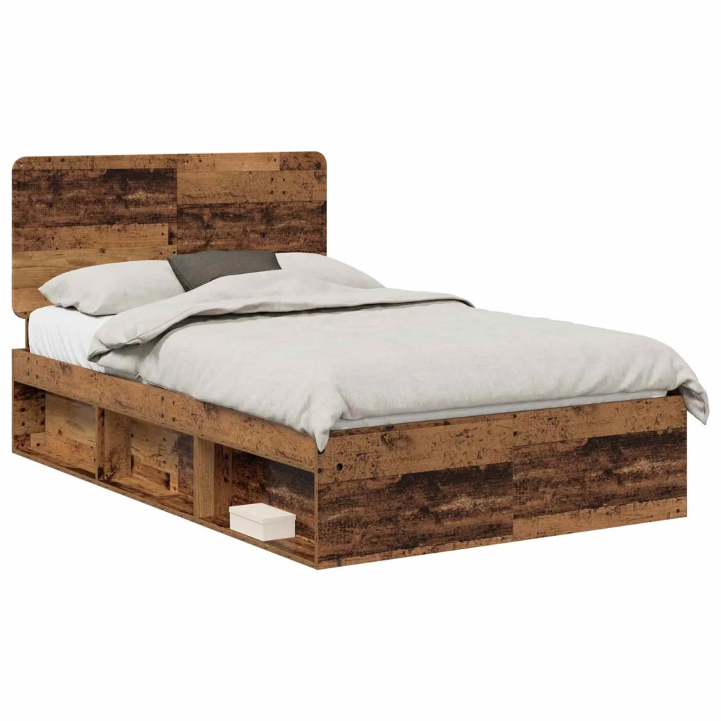 Letto matrimoniale | Letto per adulti | Struttura del letto Legno vecchio 135 x 190 cm Pino massello