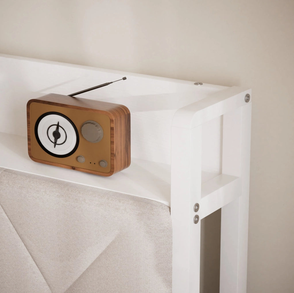 Letto matrimoniale imbottito 140x190 cm con LED, USB e spazio sottostante