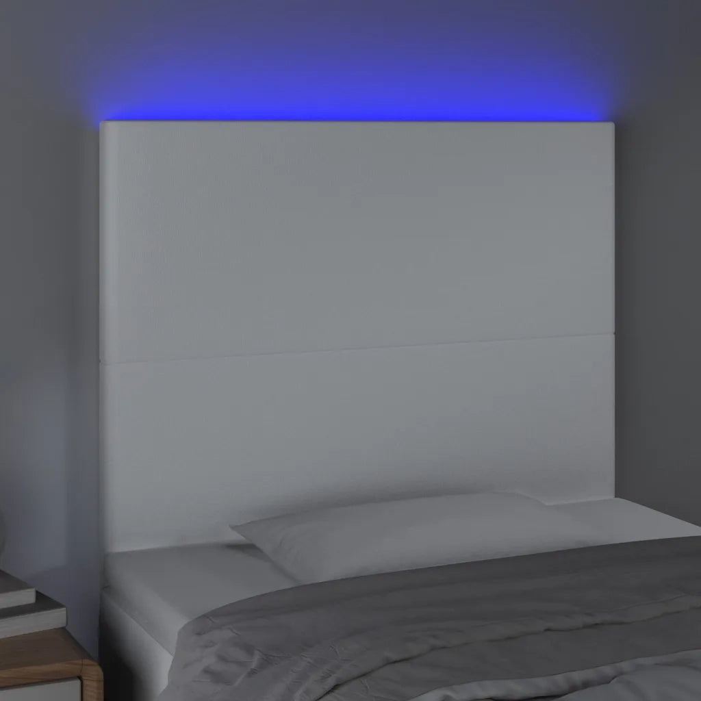 Testiera a LED Bianco 80x5x118/128 cm in Similpelle 3122217