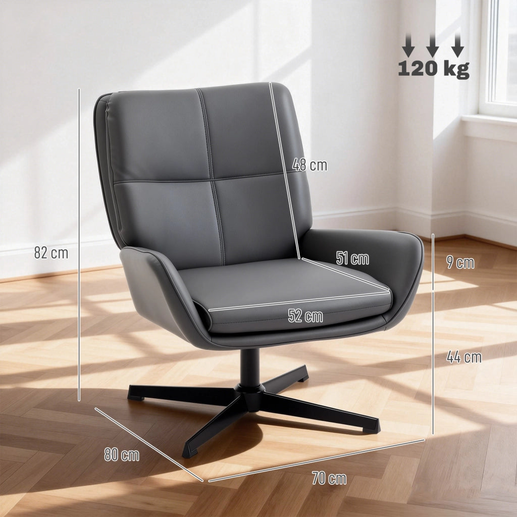 Poltrona in similpelle con braccioli e gambe in metallo ¨C Minimal ¨C Grigio