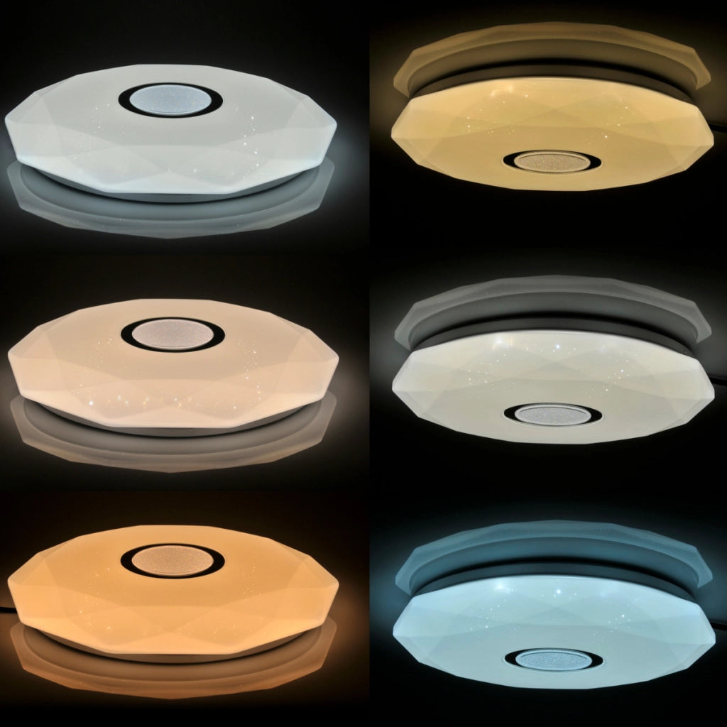 Plafoniera LED 39cm CCT dimmer telecomando Polux Diamond