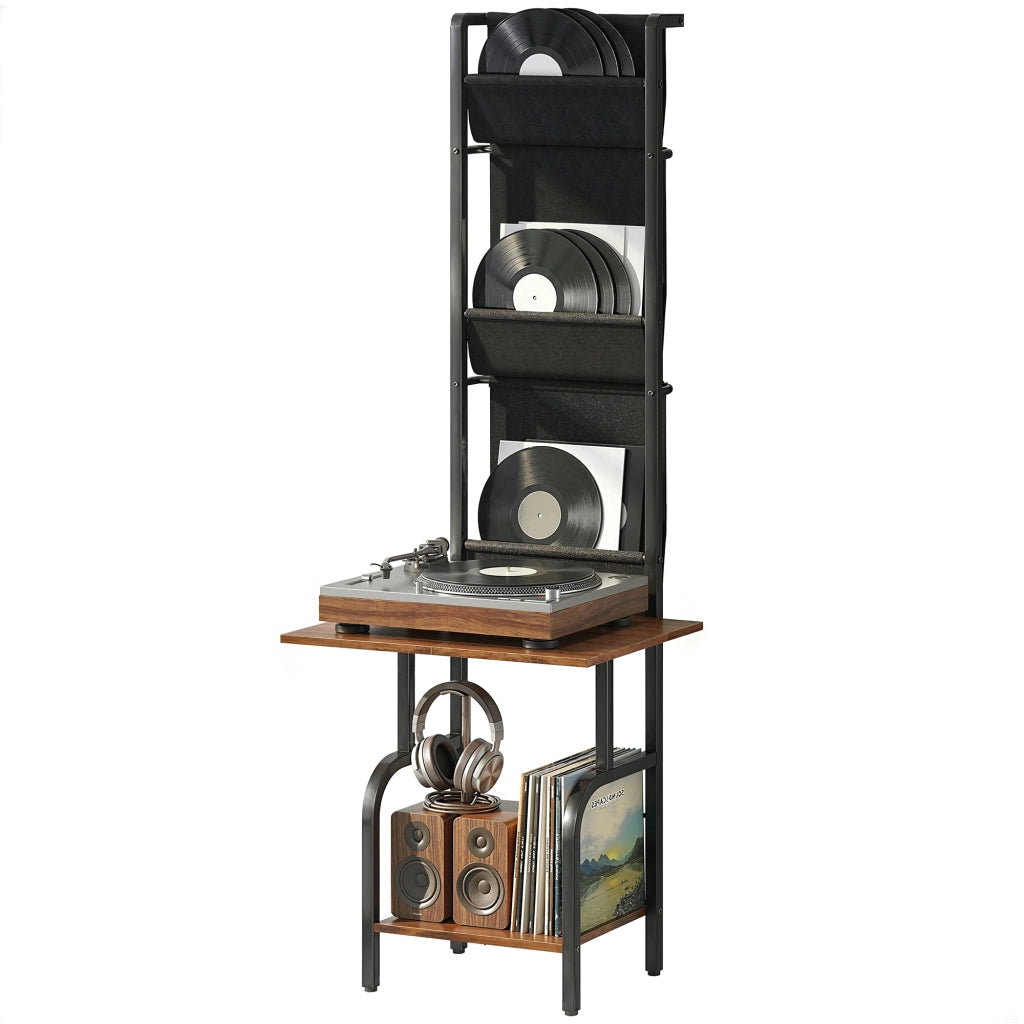 Libreria industriale con 3 tasche in tessuto ¨C Xylo ¨C Legno rustico marrone