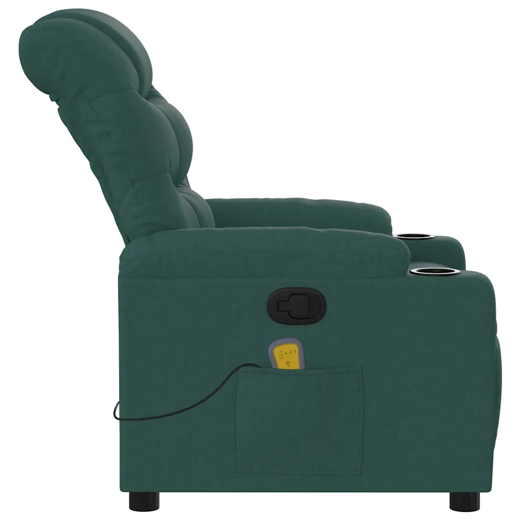 Poltrona Massaggiante | Sedia Relax Reclinabile Verde Scuro in Tessuto