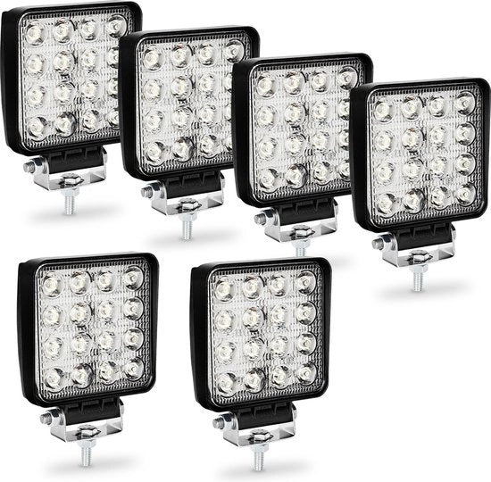Lampada di testa LED 6x 48W con luce di proiettore extra per uso off-road, compatibile con 12V e 24V, protezione IP67, impermeabile all'acqua, luce di arresto posteriore per trattore, auto, escavatrice, SUV, UTV, ATV