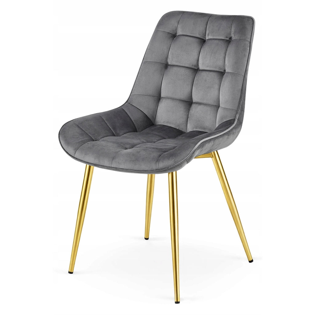 Sedia Bera in Velluto Grigio Antracite con Gambe Oro