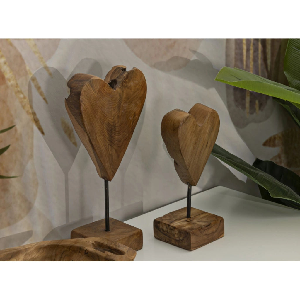 Scultura Cuore 10, Marrone, Legno, 10x10x25 cm
