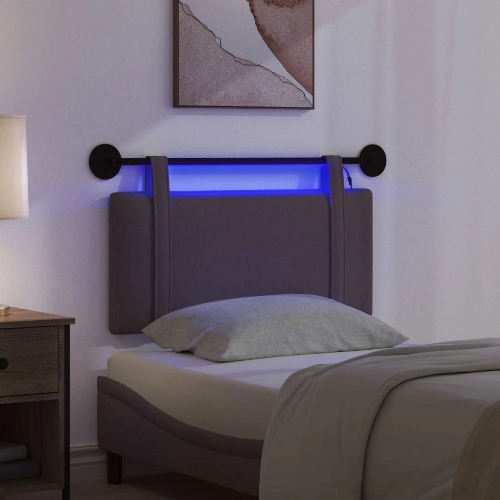 Testiera | Testata sospesa Con luce LED Marrone Scuro Tessuto