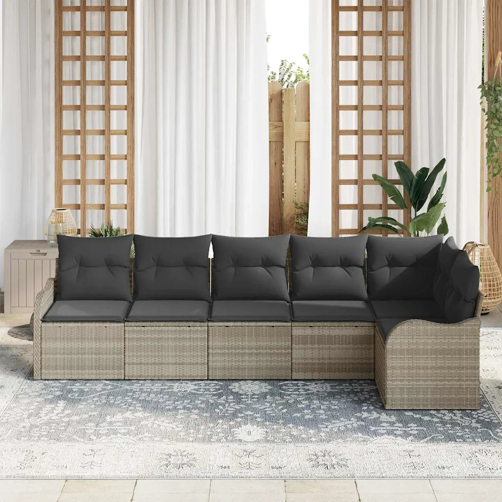 Set Divano da Giardino 6 pcs Grigio chiaro polyrattan 3354391