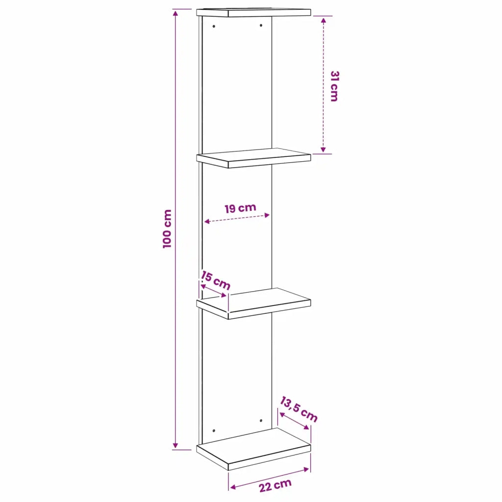 Scaffale da parete 2 pz Bianco 22 x 15 x 100 cm 8012437