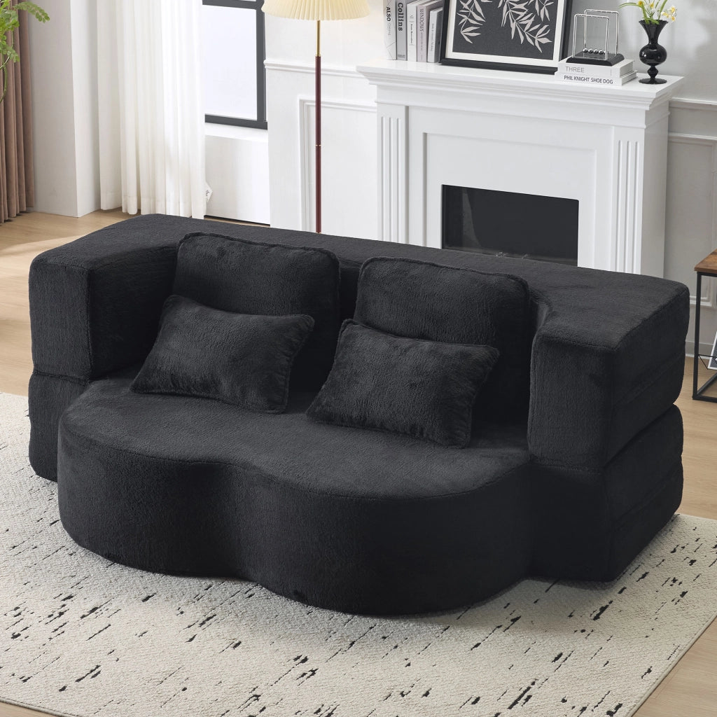 Divano Letto Pieghevole ¨C MINIMAL ¨C Nero, Flanella, Cuscini