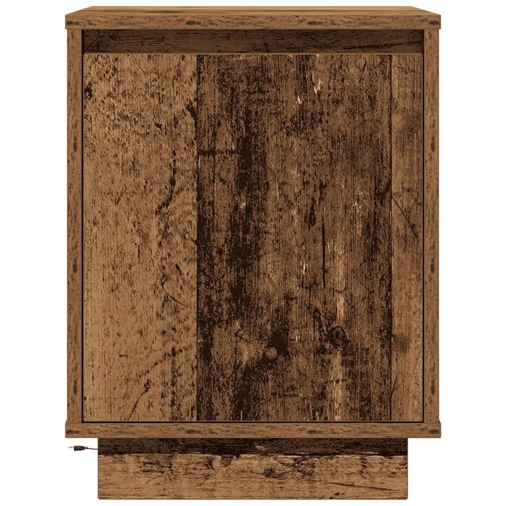 Comodino con Luci LED Legno Antico 38x34x50 cm 861279