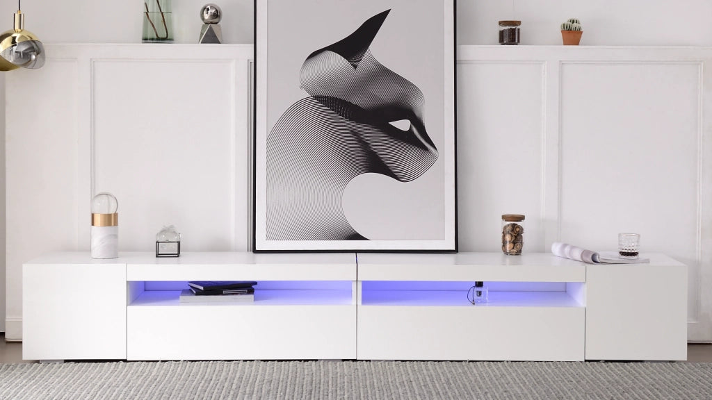 Credenza TV bianca in MDF lunghezza 240 cm