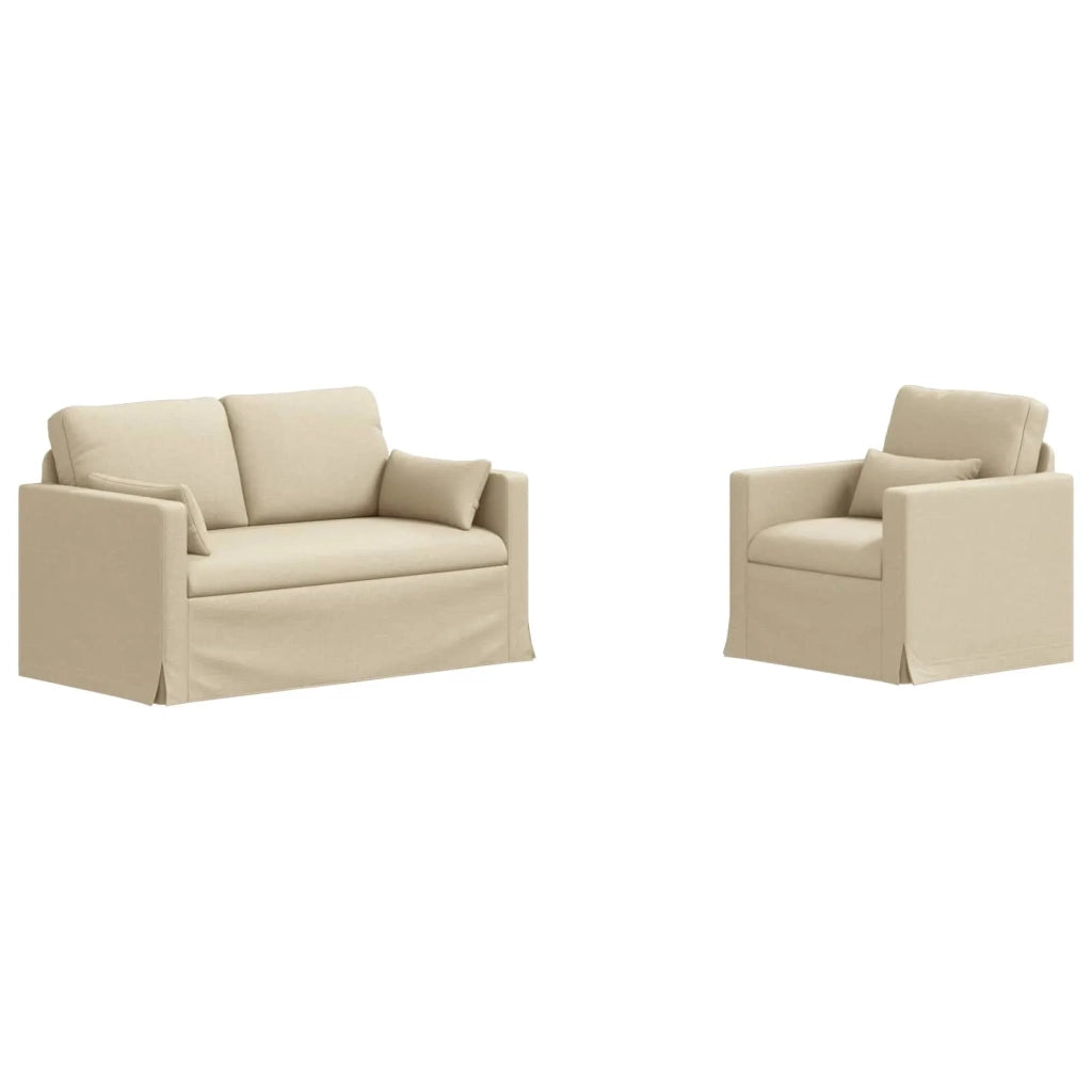Set di divani 2 pcs Crema 139 x 78 x 80 cm Tessuto 3407498