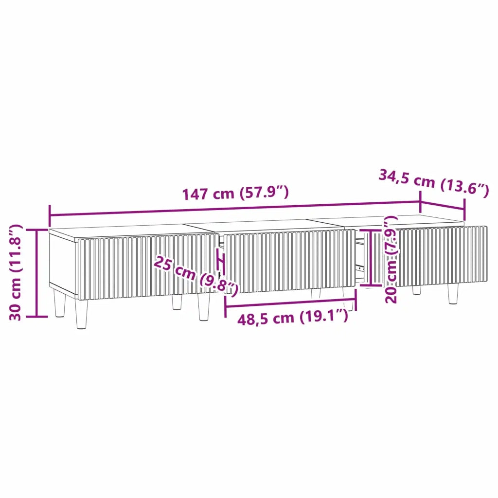 Mobile TV con cassetto-Credenza per TV Rovere Artigianale 147 x 34,5 x 30 cm 551941