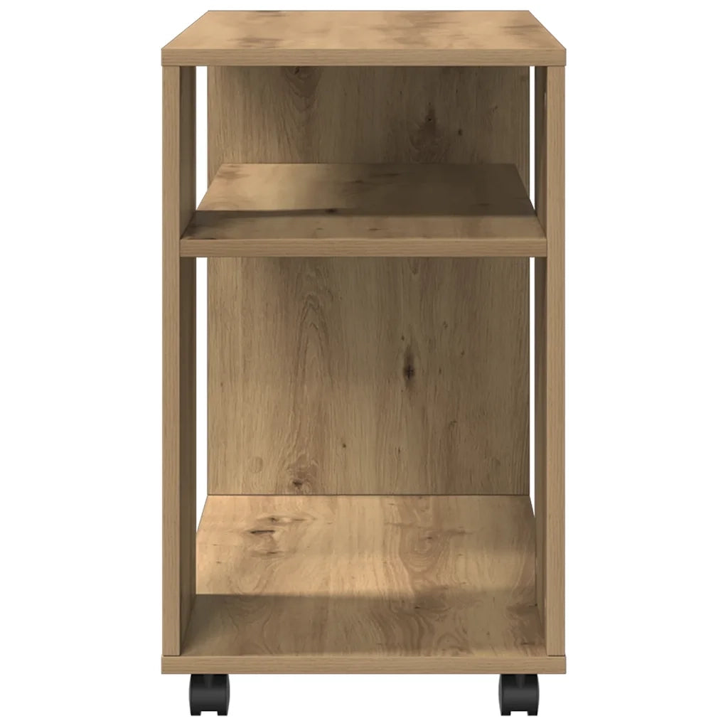 Tavolino | Tavolo laterale con Ruote Rovere Artigianale 70x35x60 cm in Truciolato
