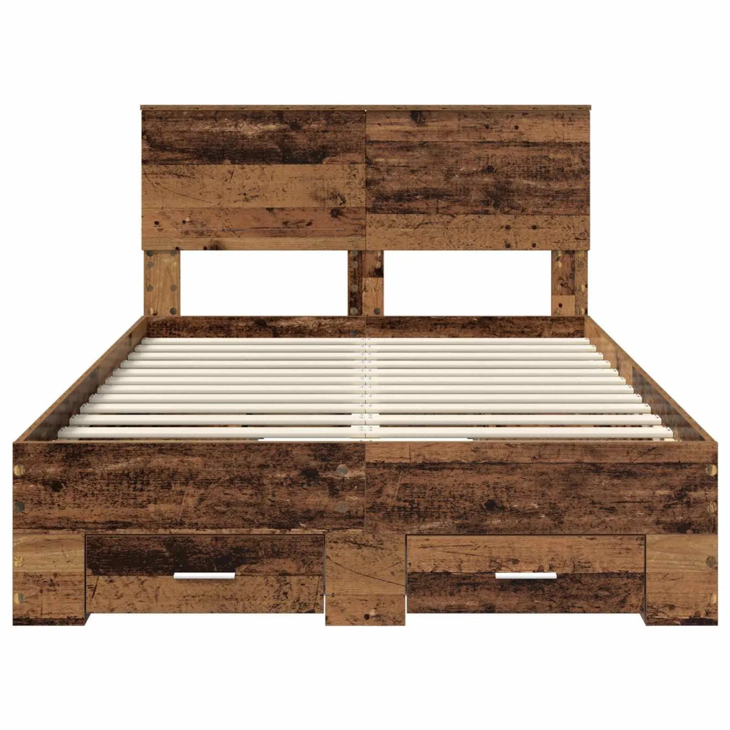 Letto matrimoniale | Letto per adulti | Struttura del letto con testiera Legno vecchio 120 x 190 cm