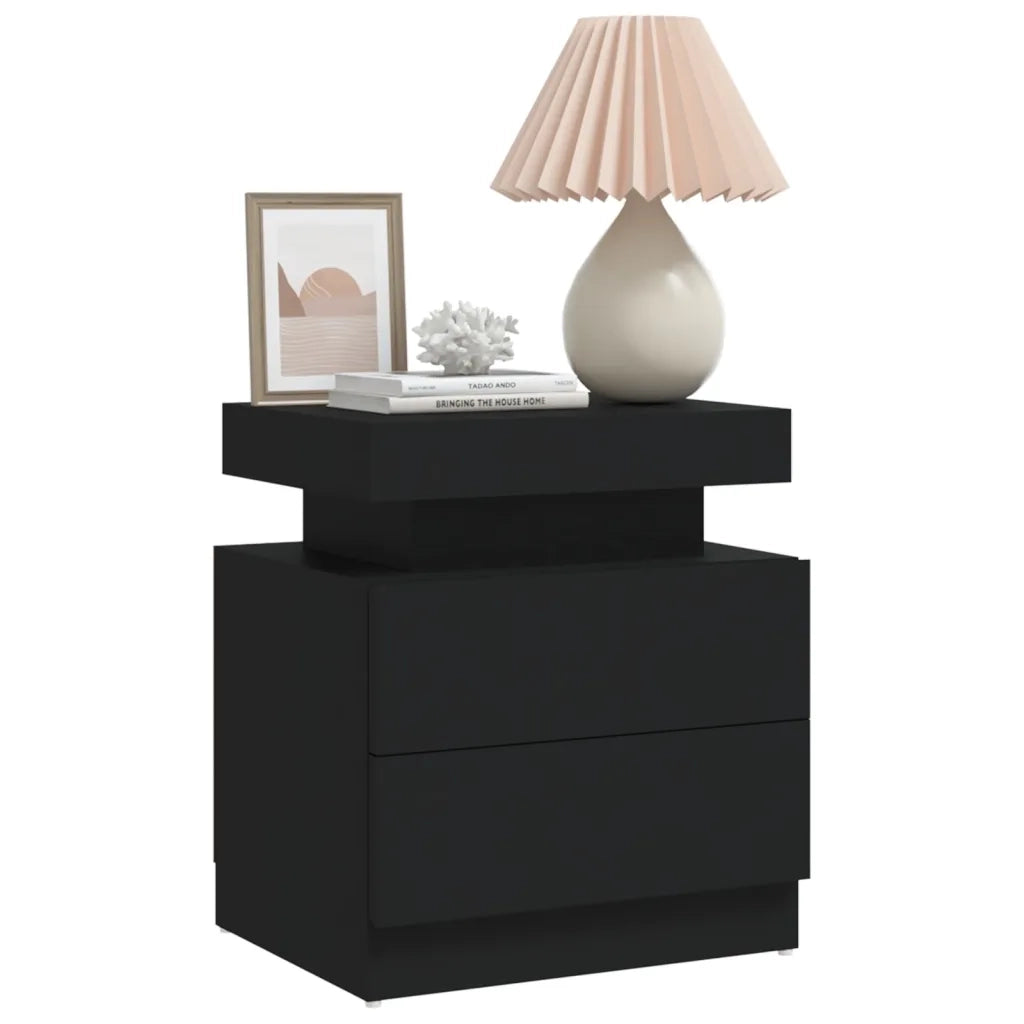 Comodino Nero 45x35x52 cm in Legno Multistrato 326850
