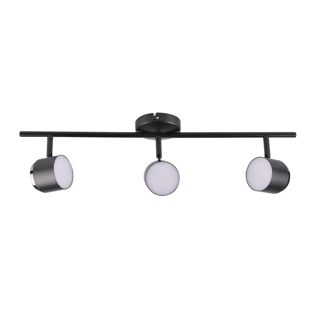 Lampada parete/soffitto LED 3 luci nera 3000K Polux