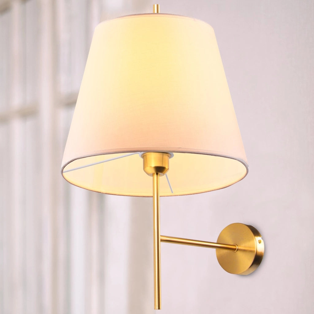 Applique Polux Elena oro con paralume bianco E27 20W