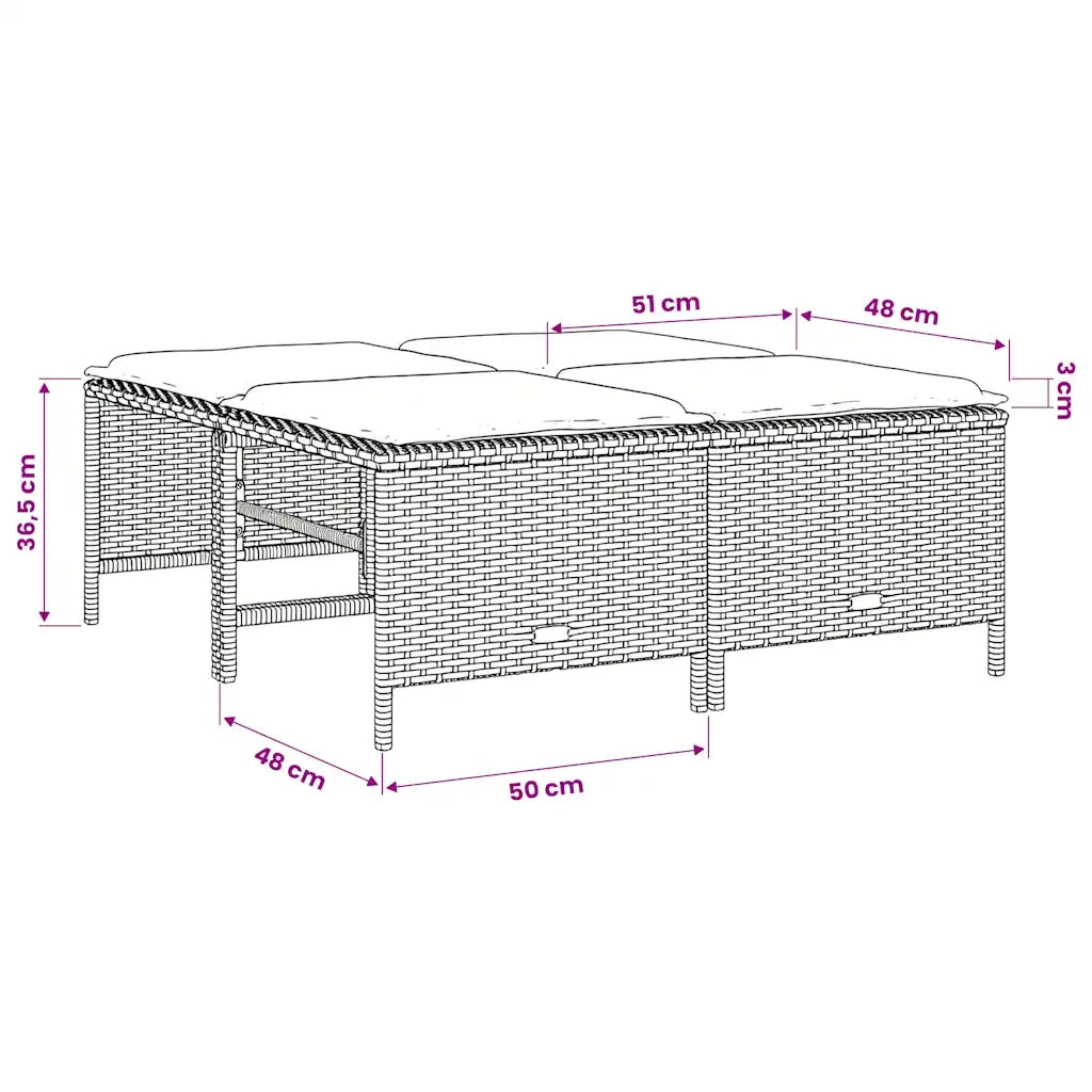 Sgabelli da Giardino con Cuscini 4 pz Marrone in Polyrattan 368363