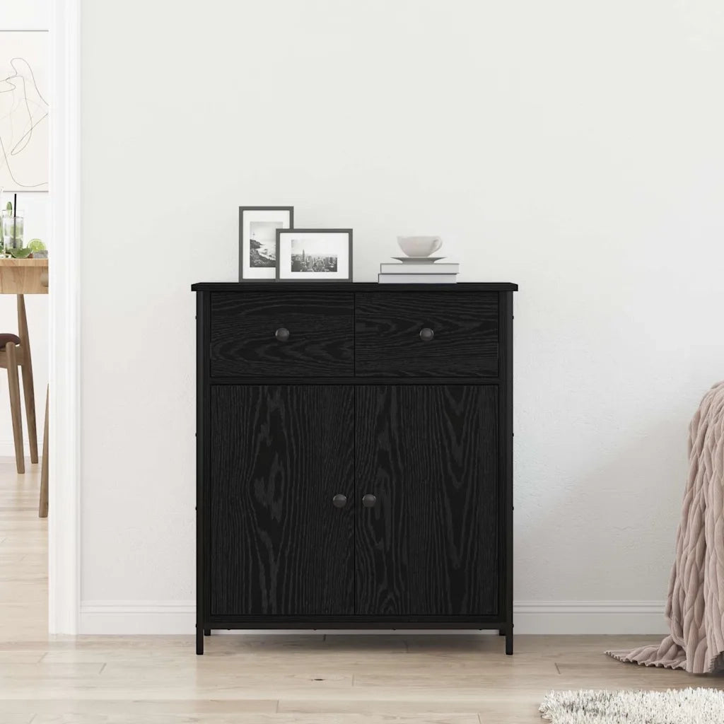 Credenza Rovere Nero 70 x 30 x 80 cm Legno multistrato 863159