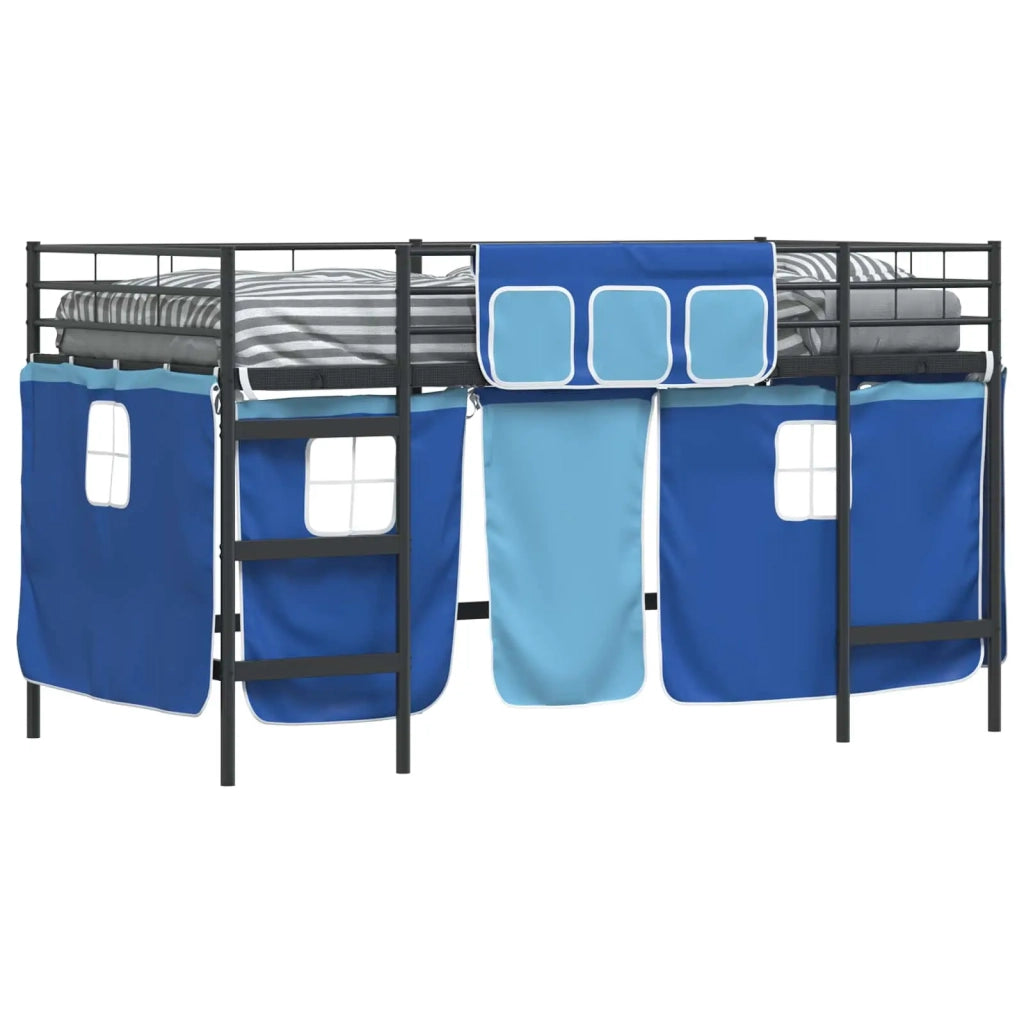 Struttura del Letto Loft per Bambini con Tendine Nero e Blu