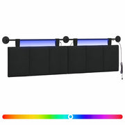 Testiera | Testata sospesa Con luce LED Nero Tessuto