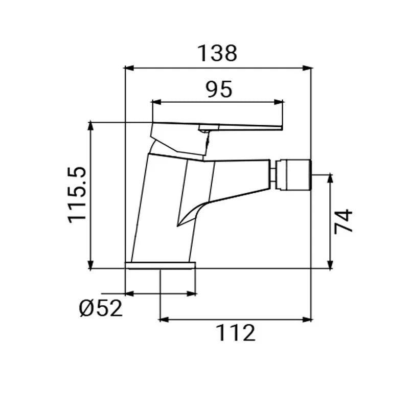 Miscelatore bidet cromato con leva in metallo - Serie Hellis