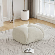 Pouf Ottoman in Chenille Beige Chiaro