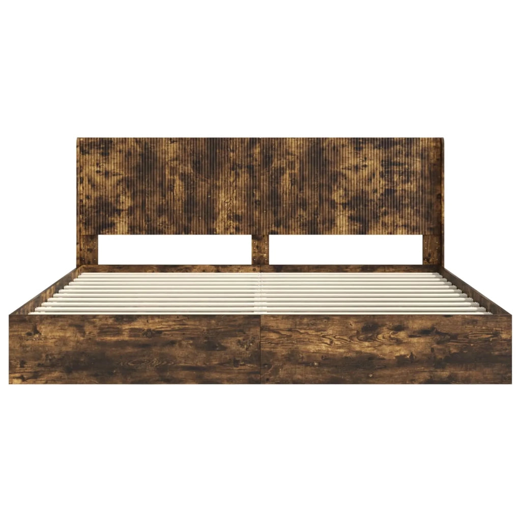 Struttura del letto con stoccaggio e testata Rovere Fumo 3414005