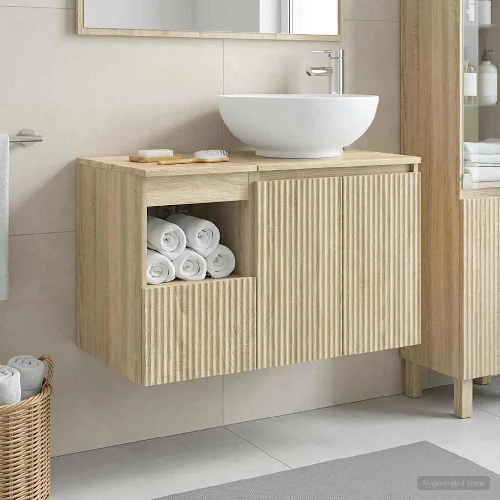 Set di mobili per il bagno 2 pz Rovere Sonoma 3404086