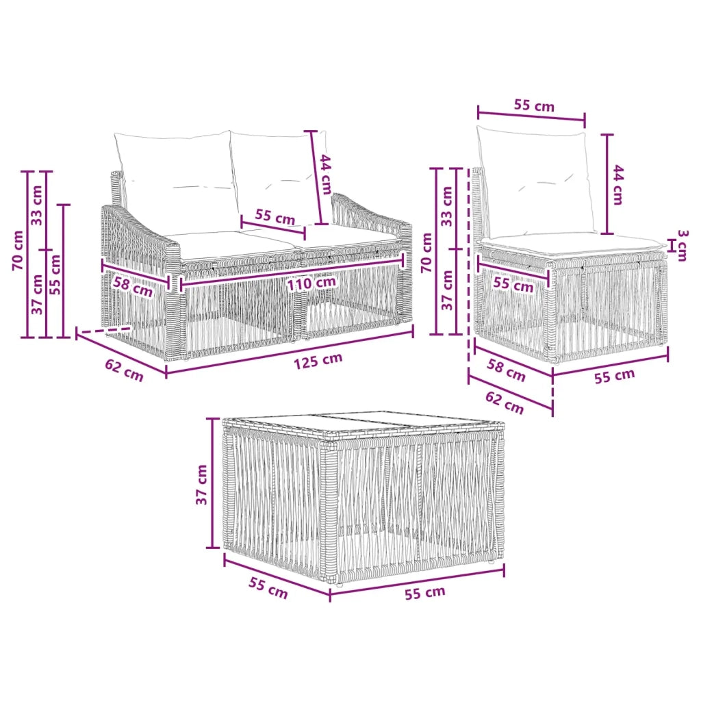 Set Divano da Giardino 8 pz Beige polyrattan 3435945