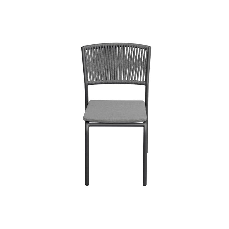 Sedia Modena Set B Alluminio Antracite E Corda Grigia Moia