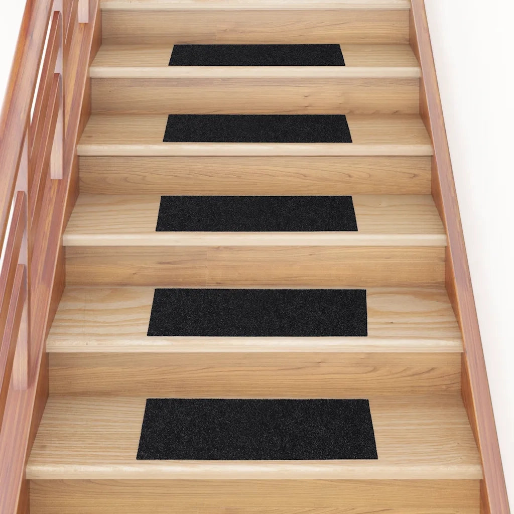 Tappetini per scale autoadesivi 30 pz 60x25 cm neri rettangolari 3365705