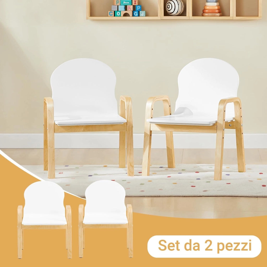 Set da 2 Sgabelli per Bambini con Braccioli e Schienale Altezza Sedile Regolabile, Design Moderno e Confortevole KMB24-WX2