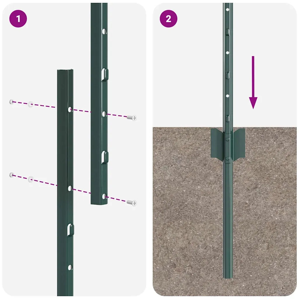 Palo della recinzione 5 pcs Verde 160 cm Acciaio 42006272