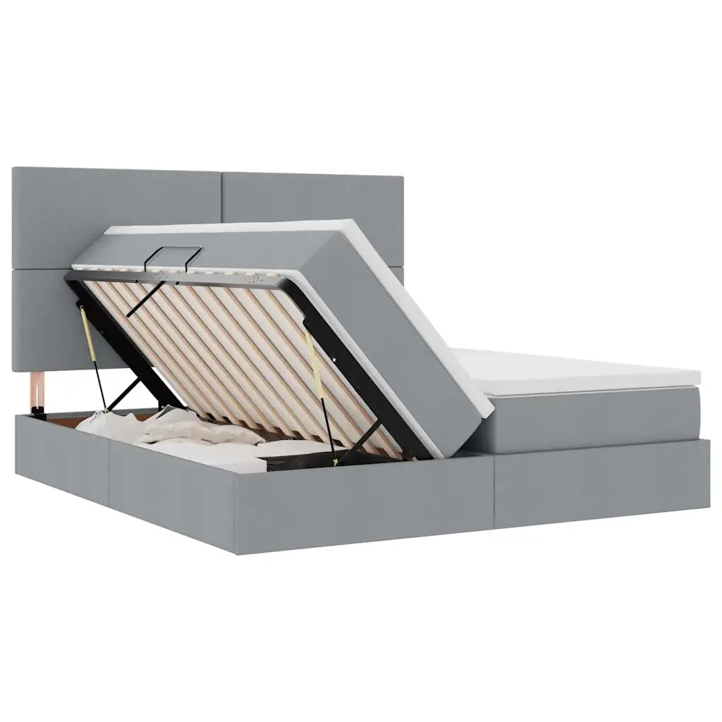 Letto con Contenitore con materasso Grigio chiaro 200 x 200 cm 3372191