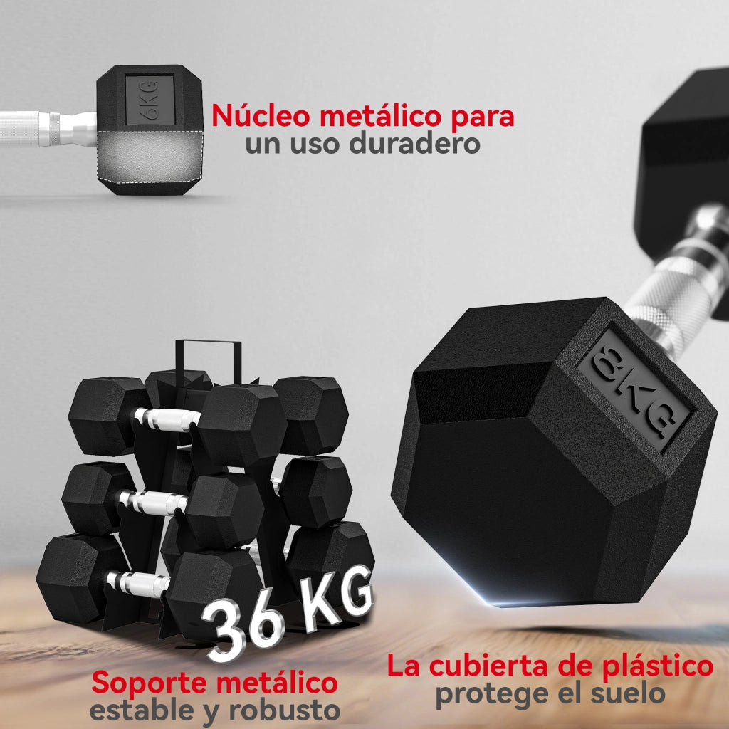 Set Manubri 2x4kg 2x6kg 2x8kg ¨C Xylo ¨C Con Supporto Nero