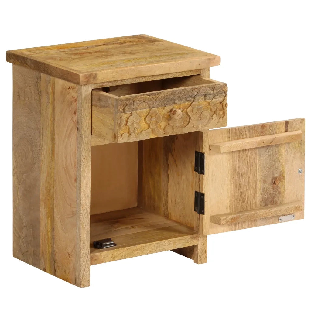 Comodino in Legno Massello di Mango 40x30x50 cm 246152